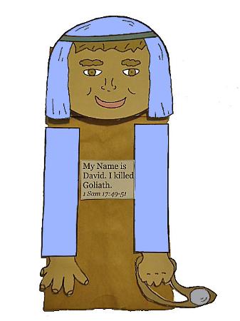 David and Goliath Paper Lunch Bag Craft For Sunday School Lesson for Kids by Church House Collection