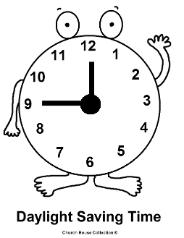 Daylight Savings Time Clock Coloring Pages