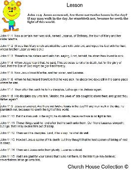 Daylight Savings Time Clock Sunday School Lesson KJV John 11:1-15 