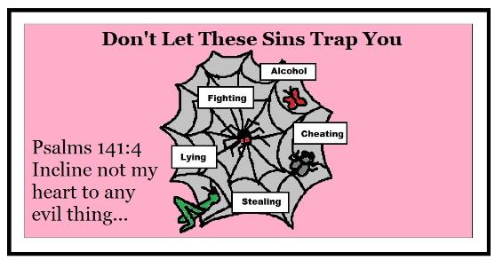 Don't let sins trap you bulletin board idea for Sunday school-Spider Web Bulletin Board