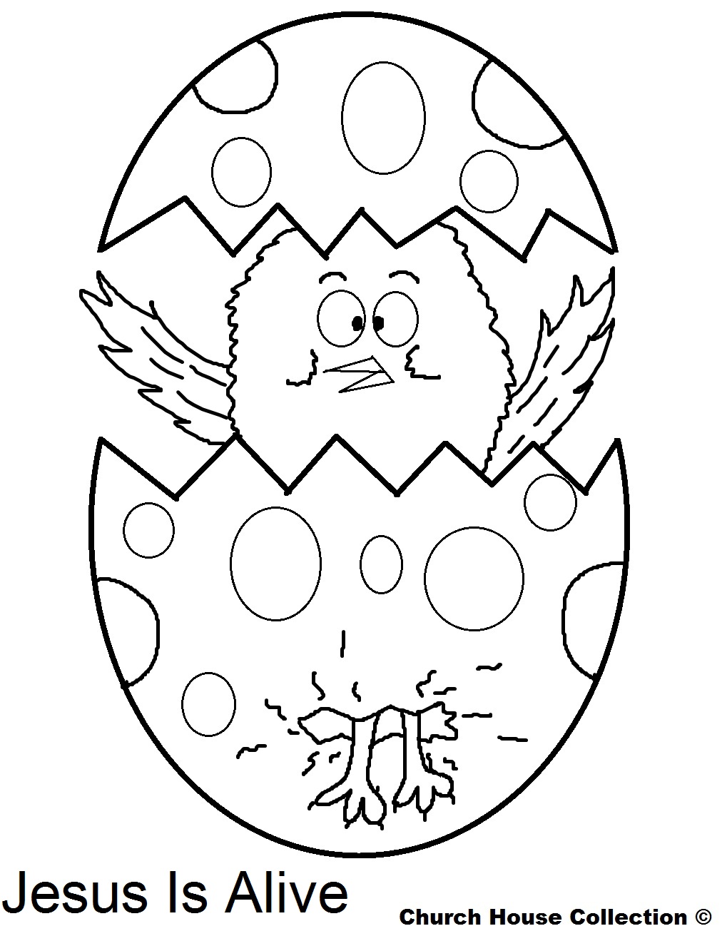 Coloring Pages Jesus is Alive Easter Chick Popping Out of Egg