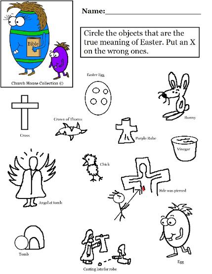 Easter Egg With Bible Worksheet Circle the Object for Sunday school True meaning of Easter