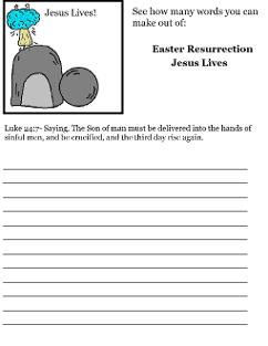 Easter Resurrection Word in a word Activity Sheet