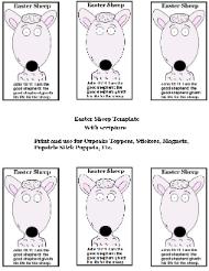 Easter Sheep Sunday school lesson- Easter sheep templates- Magenets, Stickers, Popsicle stick puppets