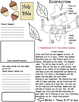 Fall Activity Sheet For Sunday School