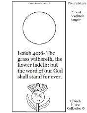 Flower Sunday school lesson- Flower Doorknob hanger- Isaiah 40:8 the word of our God shall stand forever