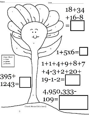 Fun Easter Math Color by number page 