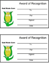 God Made Corn Award Certificate