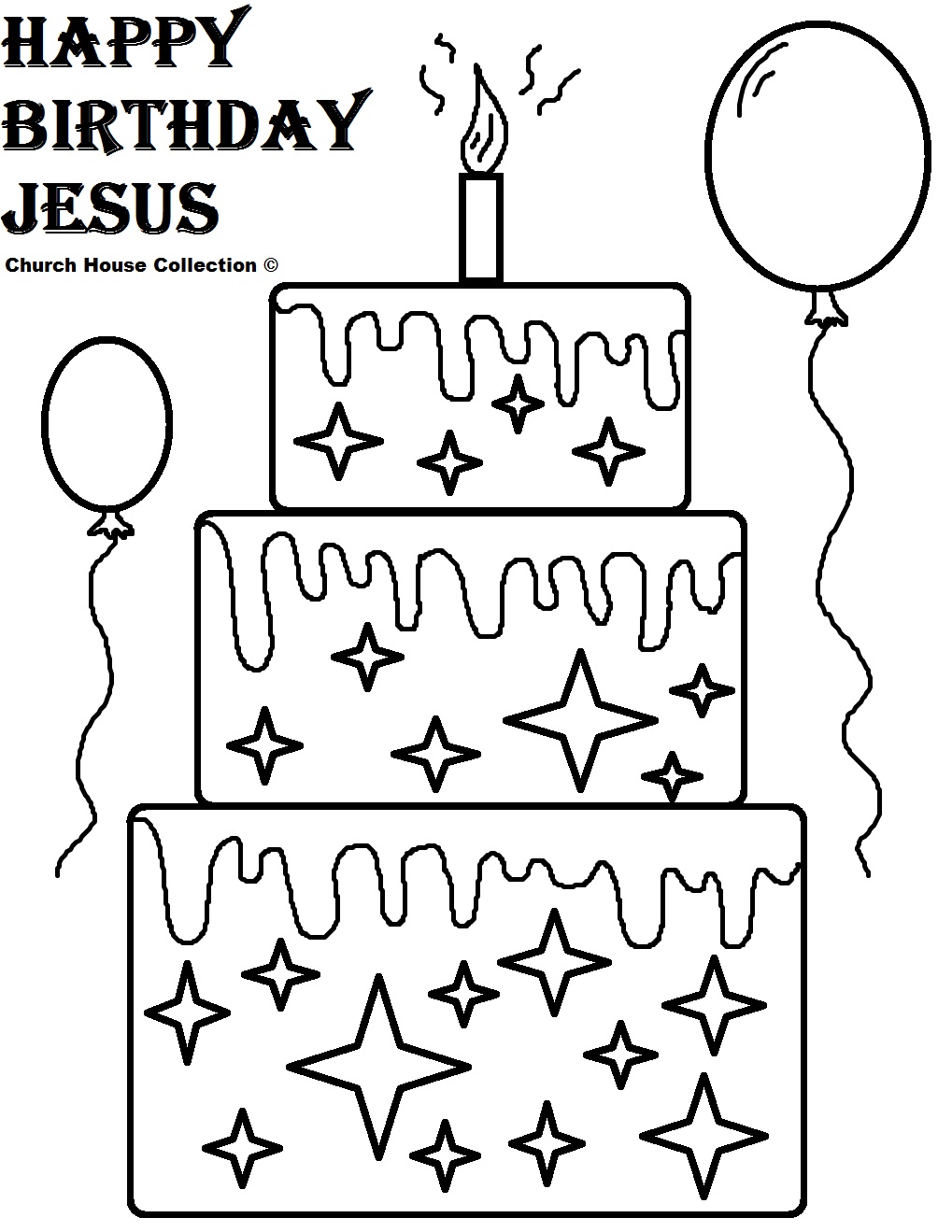 Happy Birthday Jesus Coloring Pages Cake Cakes