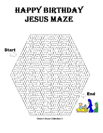 Happy Birthday Jesus Sunday school activity maze