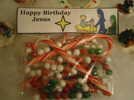 Happy Birthday Jesus Ziplock Bag Template For Snacks and Candy Christmas Treats