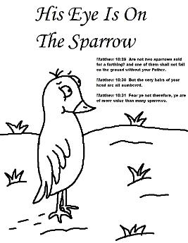 His Eye Is On The Sparrow Coloring Page