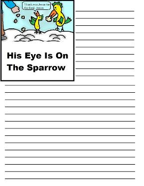 His Eye Is On the Sparrow Printable Writing paper