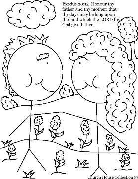 Honor Thy Father And Thy Mother Coloring Page Exodus For Ten Commandments