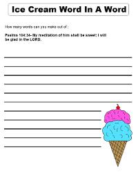 Ice Cream Cone Word In a Word Activity Page