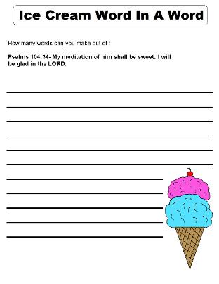 Ice Cream Cone Word In a Word Activity Page