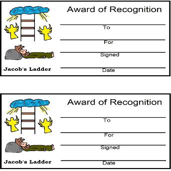 Jacob's ladder sunday school award certificate