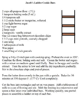 Jacob's ladder cookie bar recipe print out