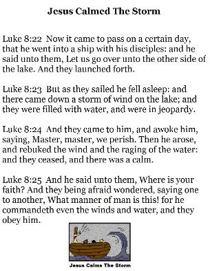 Jesus Calms The Storm Sunday School Lesson