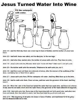 Jesus Turns Water Into Wine Coloring Page