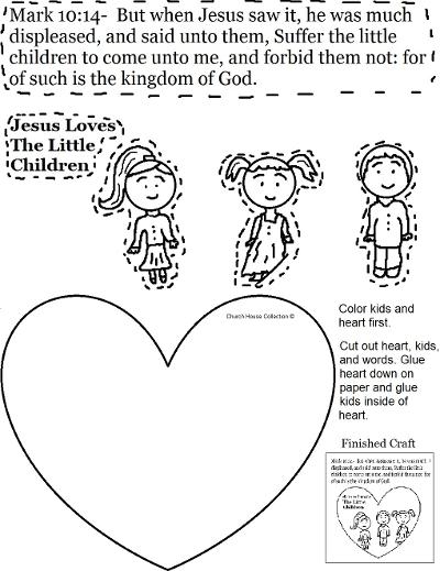 Jesus loves the little children activity sheet for kids cutout page