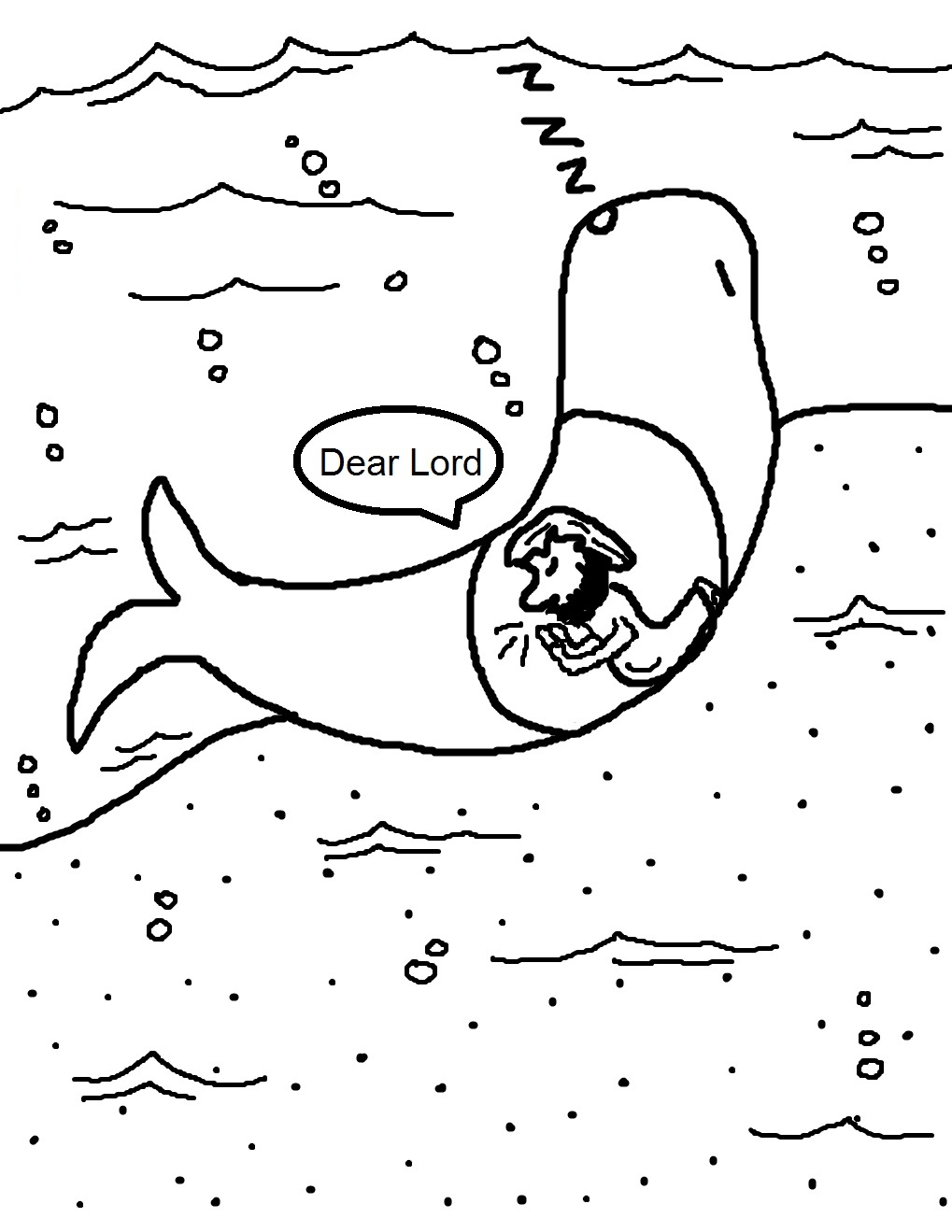jonah praying in whale no scripture coloring pages Jonah And The Whale Coloring Page