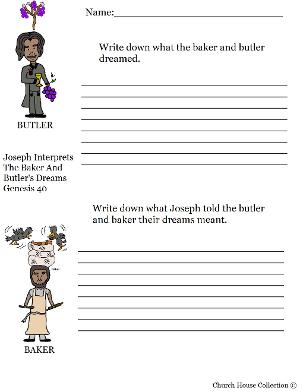 Joseph Interprets Butler and Baker's Dream Activity Sheet