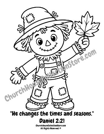 Scarecrow Fall Leaf Bible Sunday School Coloring Pages