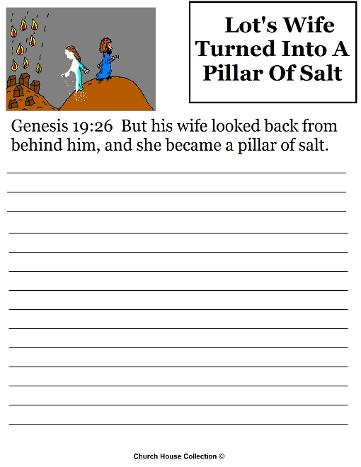 Lot's wife turned into a pillar of salt writing paper