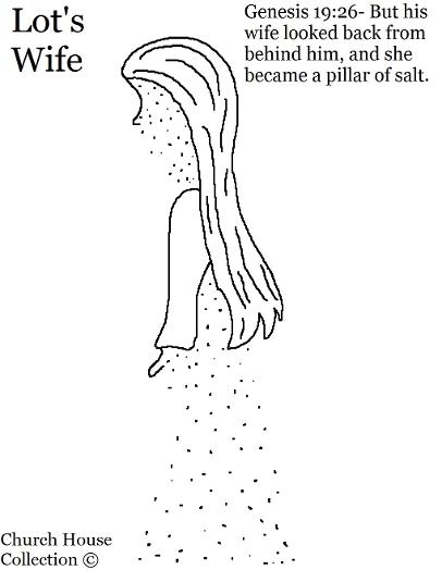 Lot's wife turned into a pillar of salt coloring page