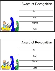 Mary, Joseph And Baby Jesus In The Manger Award Certificate