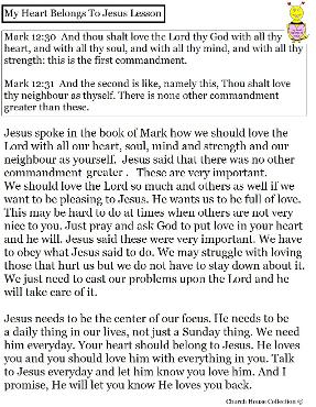 My heart belongs to Jesus Valentine bee Sunday school Lesson 