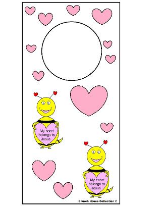 My heart belongs to Jesus Valentine's Day Bee Doorknob Hanger For Sunday school or Children's Church