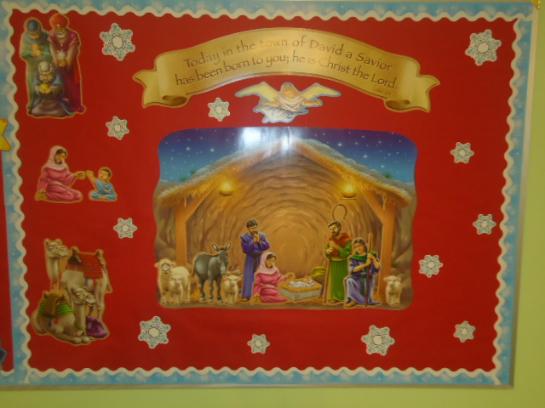 Nativity With Snowflakes Bulletin Board Idea