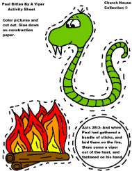 Paul bitten by viper activity sheet for Sunday school Cutout 