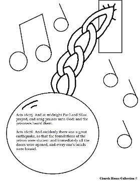 Paul and Silas Coloring Pages- Paul and Silas in Jail coloring pages- Acts 16:25