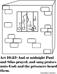 Paul and Silas Coloring Pages- Paul and Silas in Jail Coloring Pages- Paul and Silas In prison coloring pages - Acts 16:25