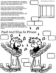 Paul and Silas Coloring Pages- Acts 16:22-26 Paul and Silas in Prison coloring pages