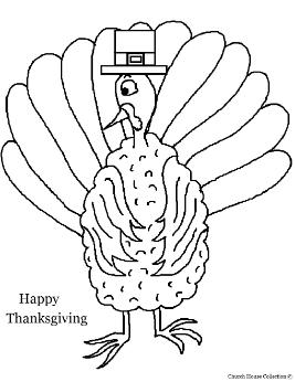 Happy Thanksgiving Day Turkey Coloring Page