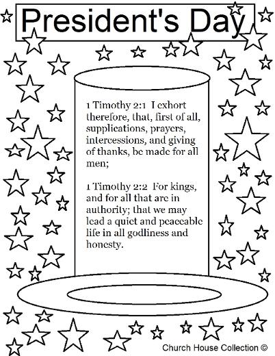 President's Day Coloring Page For Sunday School 1 Timothy 2:1-2