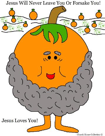 Pumpkin Coloring Page for Sunday school kids Jesus will never leave you or forsake you