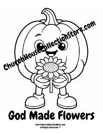 God Made Flowers Pumpkin Coloring Page for Kids