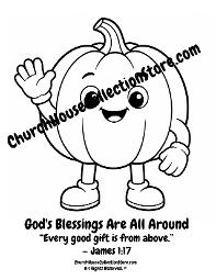 Pumpkin God's Blessings Are All Around Coloring Page for Preschool Kids