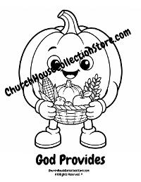 Pumpkin God Provides Coloring Page for Preschool Kids