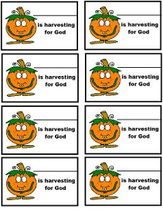 Pumpkin Harvesting for God Name Tags Pumpkin Sunday School lesson- Free Pumpkin Name Tag Printable Template For Kids by Church House Collection