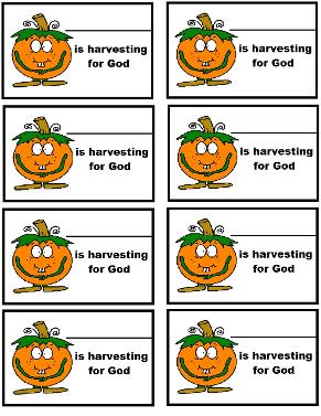 Pumpkin Harvesting For God Name Tags