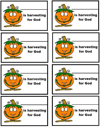 Pumpkin Harvesting for God Name Tags Pumpkin Sunday School lesson- Free Pumpkin Name Tag Printable Template For Kids by Church House Collection