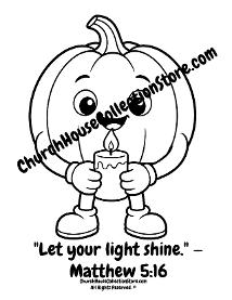 Pumpkin Let Your Light Shine Coloring Page for Preschool Kids