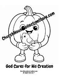 Pumpkin God Cares for His Creation Coloring Page for Preschool Kids