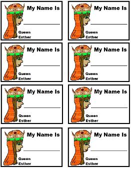 Queen Esther Name Tags